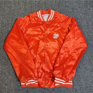 Vintage Home Depot Satin Varsity Jacket Men’s L Made in USA Orange Hartwell 90's